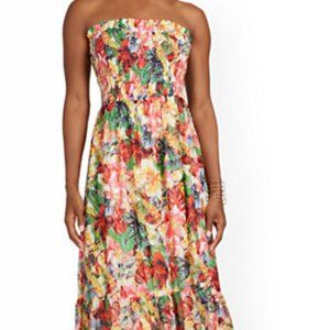 New York & Company Floral-print Strapless Maxi Dress